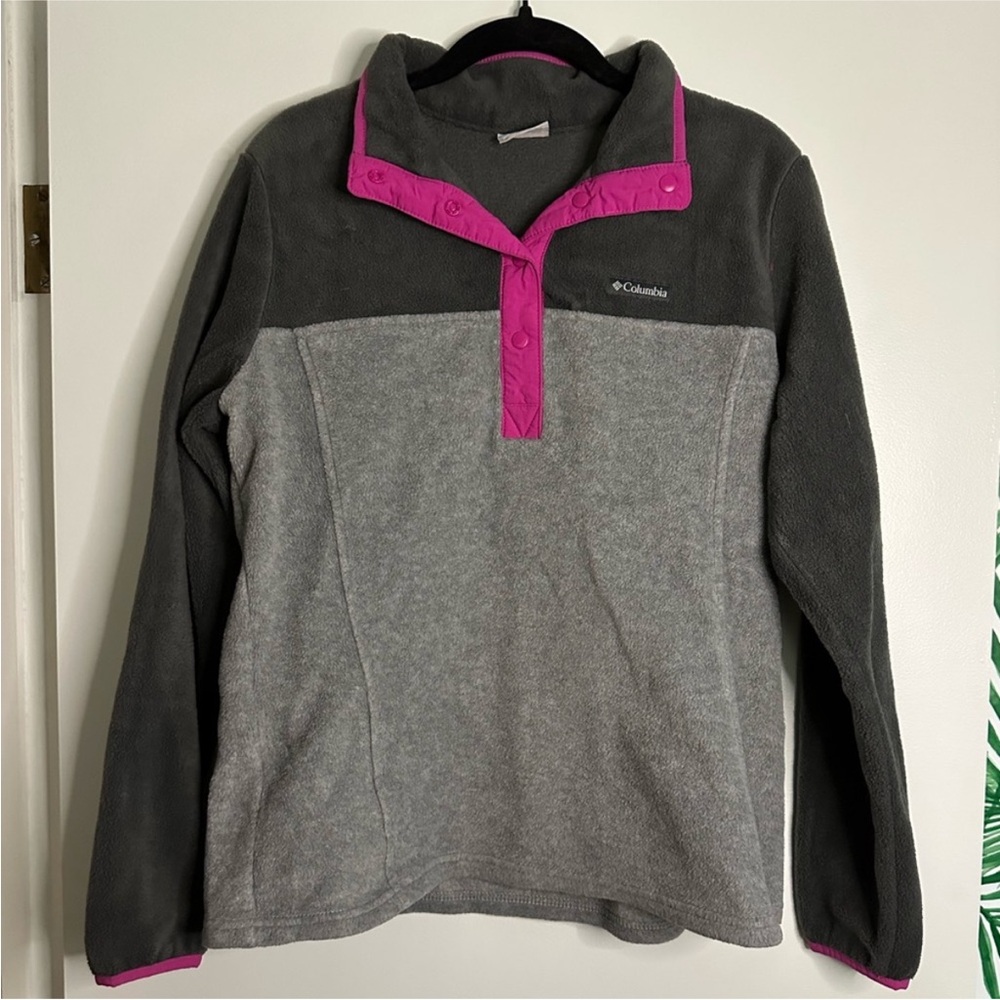 Columbia Charcoal Gray & Magenta Half-Snap Fleece Pullover (L) - Picture 5 of 9